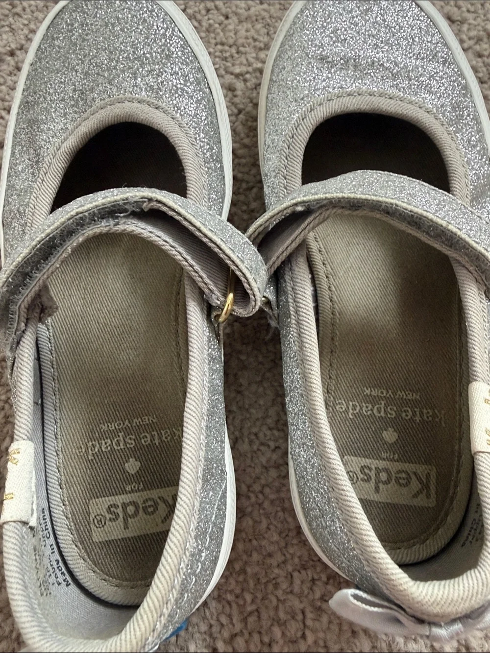 Keds x kate spade Girls' Silver Glitter Mary Jane Shoes